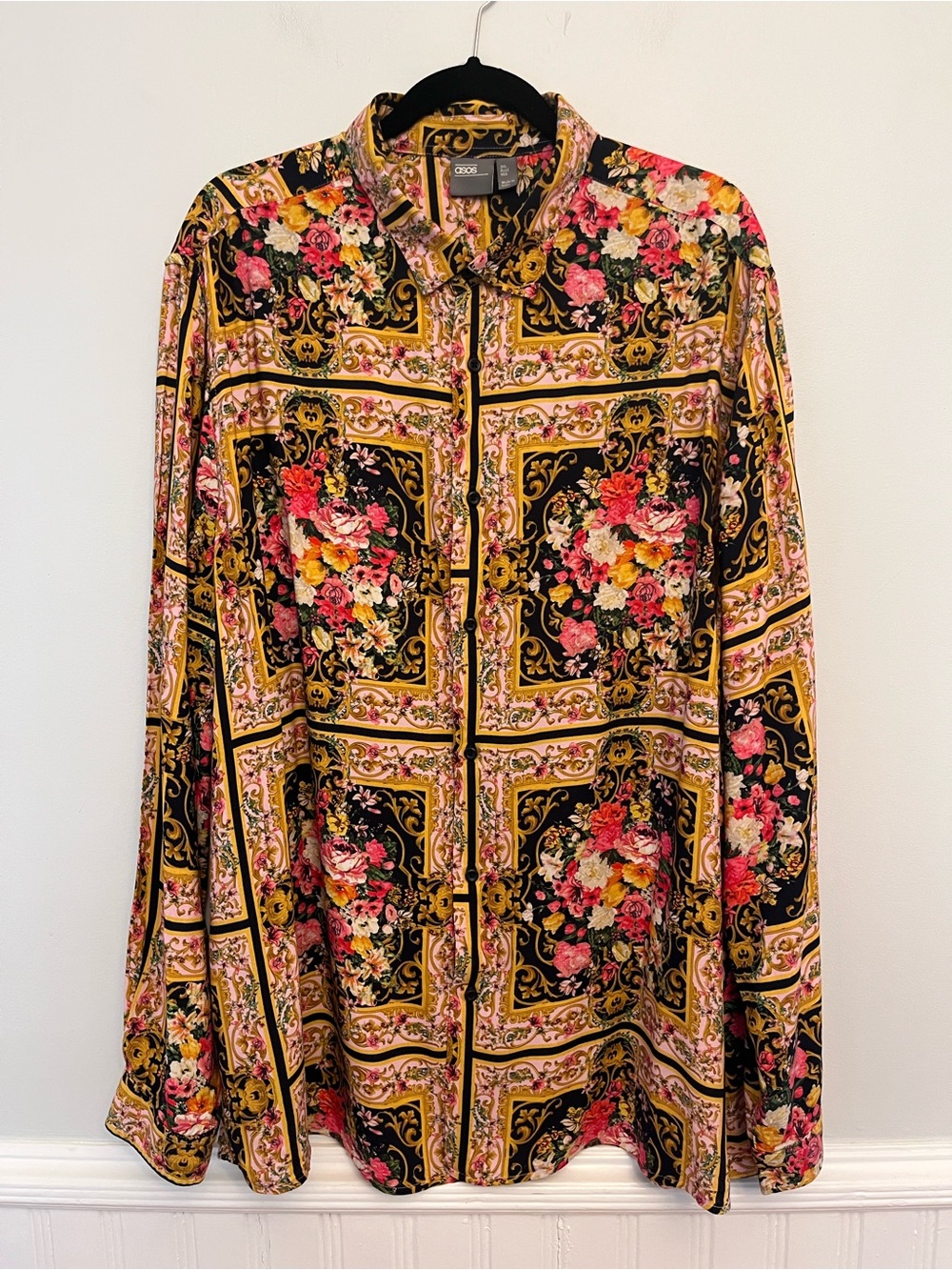 ASOS Bold Floral Button Down Shirt, Size 3XL